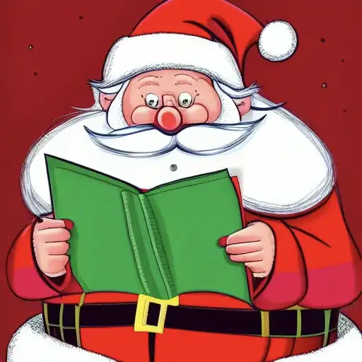 AI art Christmas card with a merry cartoon Santa