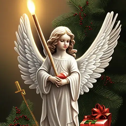 AI art Christmas card with a beautiful Christmas angel statue