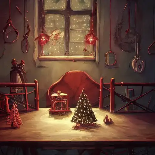 AI art Christmas card with a festive table setting